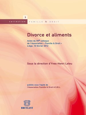 cover image of Divorce et aliments